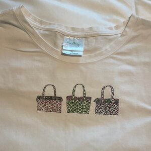 Vera Bradley White Tee with Pink and Green Bag Trio